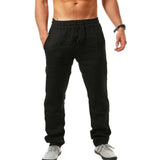 Korean Summer Men's Linen Pants New Breathable Solid Color Comfortable Pants Fitness Yoga Jogging Sweatpants Streetwear