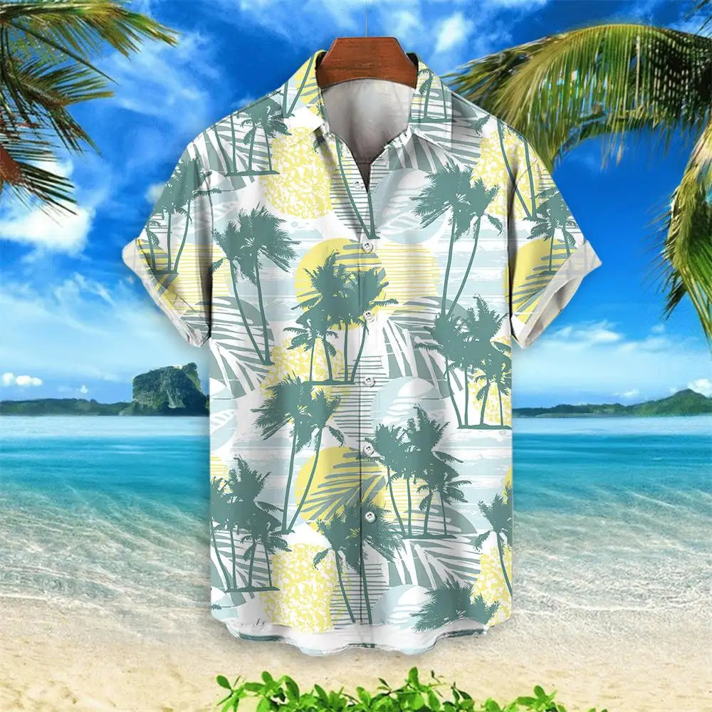 Summer Animal Crane Men Hawaiian Shirt 3d Plant Shirt For Men Flower Print Plus Size Hawaiian Shirts Beach Flower Shirt