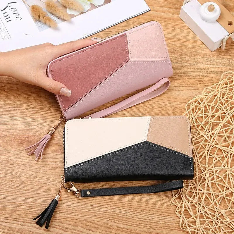 Cross-border Explosions Supply Contrast Color Stitching Long Wallet Women's Clutch Bag Women's New Fashion Japanese-K