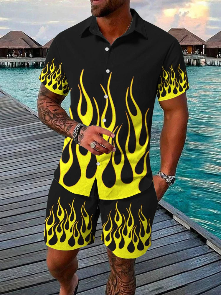 Men's Hawaiian Short-sleeved Shirt And Beach Shorts Set Beach Resort Men's Casual Shirt Summer Everyday Men's Sports Shorts