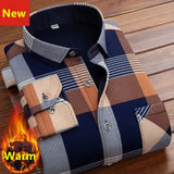 Men's Autumn Winter Casual Long Sleeve Plaid Shirt Thick Warm Men's Casual High-Quality Soft Large Size Warm Shirt Tops 4XL