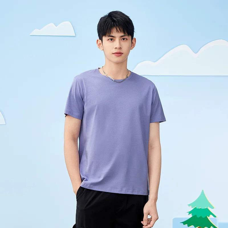 Semir Summer Cotton T-Shirts Men Simple O Neck Stretch Solid New Tops Clothing Casual Tshirt Man Streetwear Cool Tee Shirts