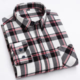 Pure Cotton Men's Plaid Shirt Long Sleeve Regular Fit Men Casual Oversized Shirt Leisure Autumn Male Blouse New Plus Size