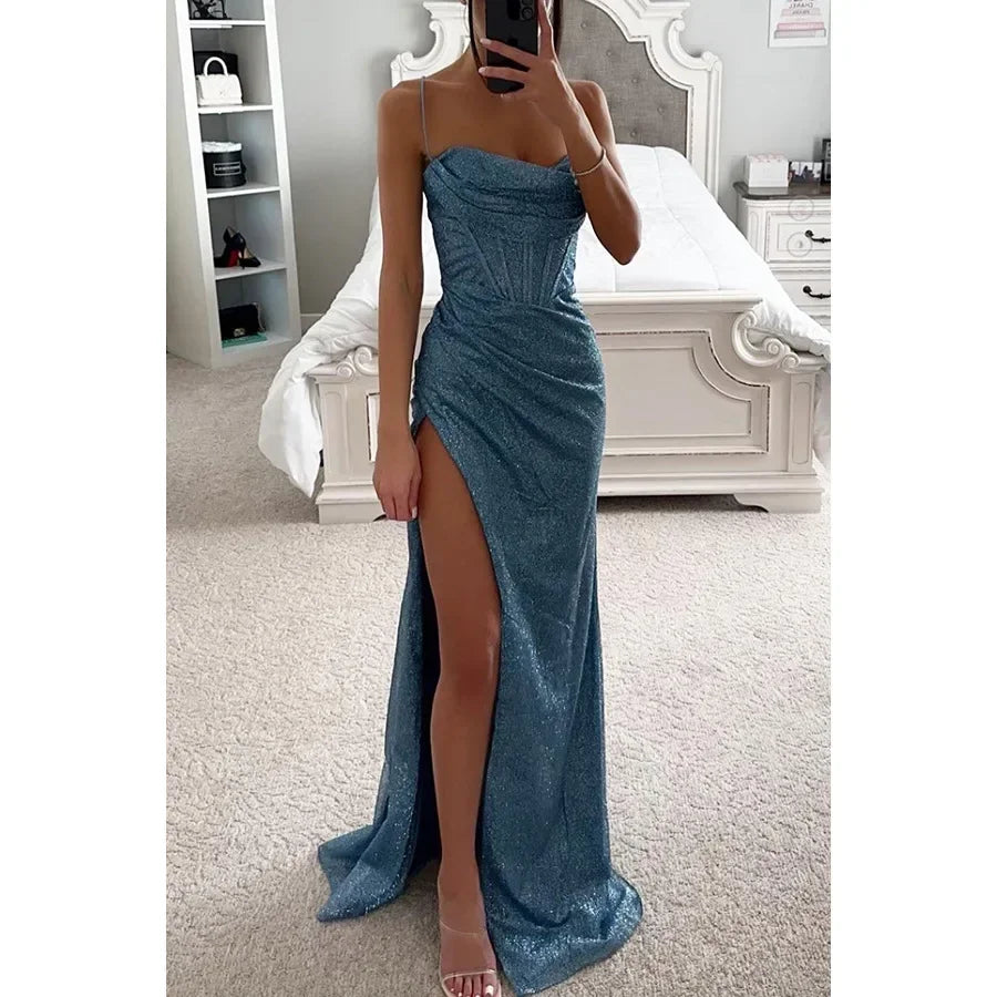 2024 Summer Women Evening Dress Sequined Trumpet Long Dresses Female Elegant New Sexy Fashion Bling Club Party Vestidos Ladies