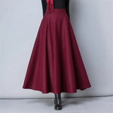 Winter Women Long Woolen Skirt Fashion High Waist Basic Wool Skirts Female Casual Thick Warm Elastic A-Line Maxi Skirts