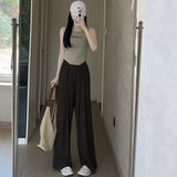 Ice Silk Wide-leg Pants for Women in Summer Thin High Waist Drape Loose Lazy Style Large Size Straight Casual Women's Pants