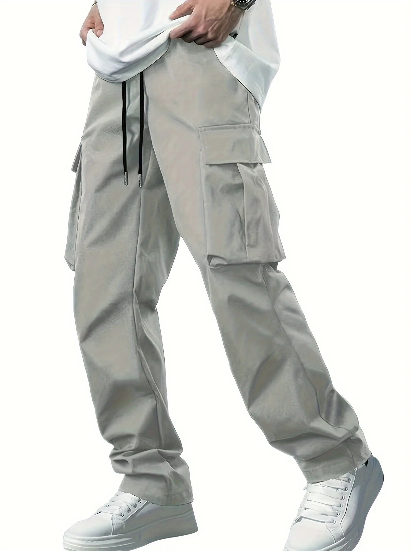 new men's workwear pants, European and American men's loose straight casual pants, men's workwear pocket pants