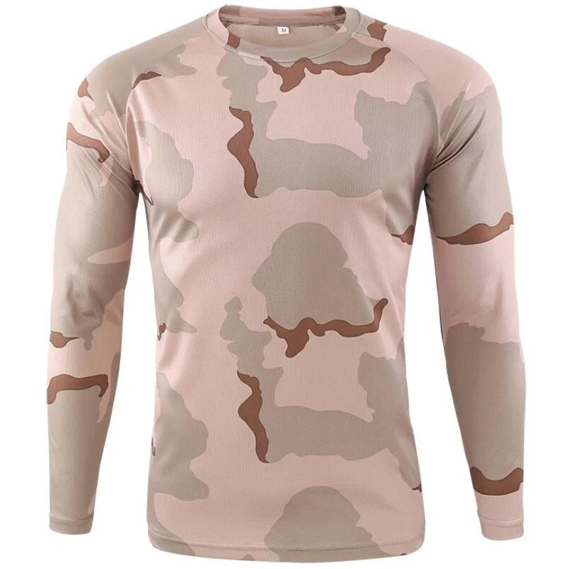 Fashionable Men's Camouflage Printed Men's T-shirt Casual Trend Military Fan Top Autumn New Long Sleeved Round Neck Top