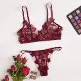 Sexy Flowers Embroidery Bralette Lace Bra Bustier Lingerie Sexy Lingerie For Fine Women Fantasy Transparent Intimate Set