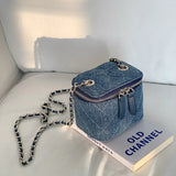 Mini Denim Crossbody Bags for Women Lingge Chains Shoulder Bag Fashion Brands Box Bag Lipstick Coins Purses and Handbags