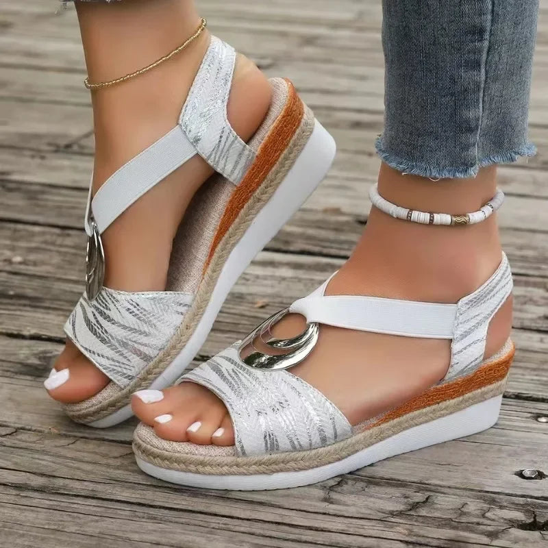 Women's Wedges Sandals Summer Snake Print Platform Sandals Gladiator Shoes Woman Comfort Casual Med High Heels Sandals