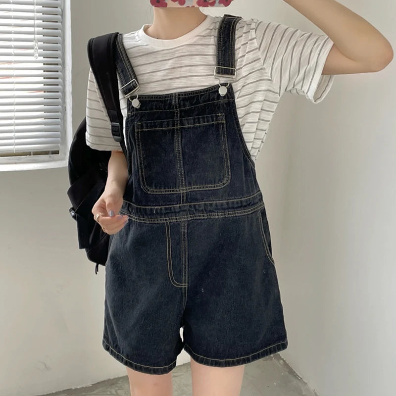 Blue Denim Shorts Female Summer Loose Wide Leg Shorts Korean Jumpsuit Shorts For Women