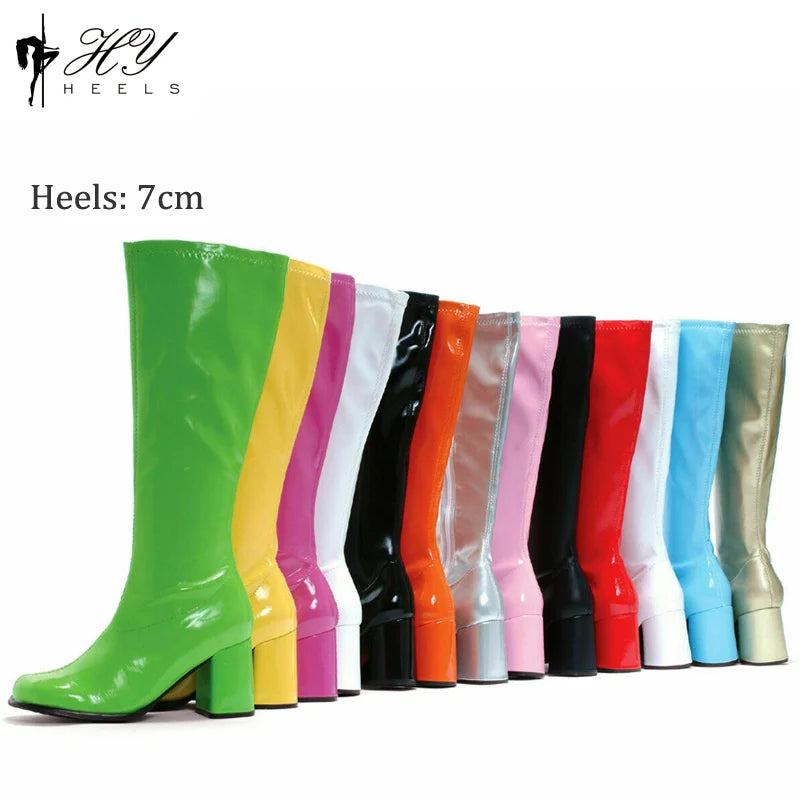 Costumes 60s 70s Go Go Boot Retro1960s Ladies Women's Knee-High Boots Fancy Dress Gogo Party Dance Gothic Shoes