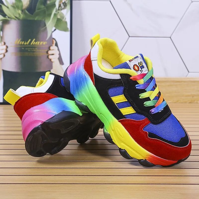 Fashion Women Sneakers Running Footwear Feminino Colorful Casual Comfort Lace Up Running Shoes Outdoor platform Women Tenis shoe