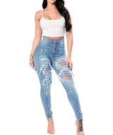 New Designer Denim Women High Waist Ripped Jeans for Women Skinny Black White Jeans Woman Elastic Slim Jean Female Femme