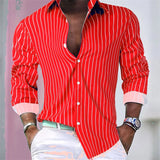 hot-selling men's shirt striped shirt outdoor shopping daily casual buttons super large sizes comfortable fabric