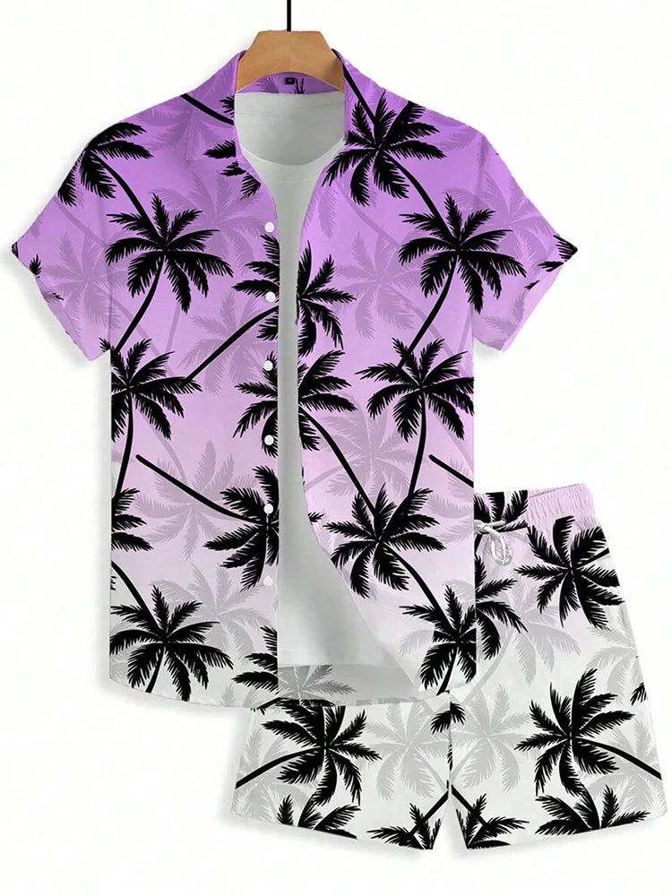 Men's Hawaiian Short-sleeved Shirt And Beach Shorts Set Beach Resort Men's Casual Shirt Summer Everyday Men's Sports Shorts