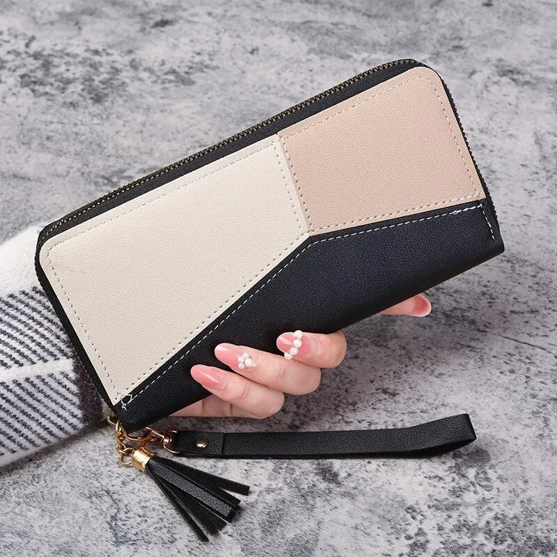 Cross-border Explosions Supply Contrast Color Stitching Long Wallet Women's Clutch Bag Women's New Fashion Japanese-K