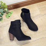 Retro Boots Women's Shoes New Square Heel Woman High Shoe Rubber Ankle Female Solid Platform Short Boots