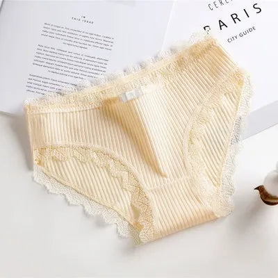 Lingerie Underwear Women Bow New Lace Panties Briefs Low Waist Solid Color Girls Cotton Femal Ropa Interior Femenina K019