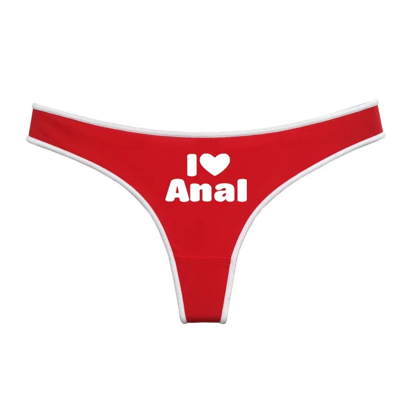 I LOVE ANAL Female Lingerie Girls G String Red Cotton Underwear for Womens Soft Seamless Invisible Breathable Sport Underpant