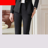 Formal Work Pants Suits Women New Korean Office Ladies Solid Slim Long Sleeve Blazer Pencil Pants Two Piece Set