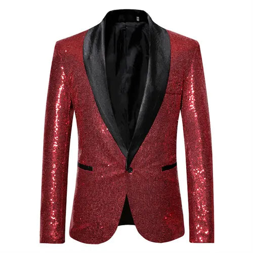 Shiny Gold Sequin Glitter Embellished Blazer Jacket Men Nightclub Prom Suit Coats Mens Costume Homme Stage Clothes For singers