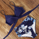 High Waist  Sexy Bikini Set Biquini Swimwear Women Two Pieces Swimsuit Floral Beachwear V-Neck Bathing Suits Female