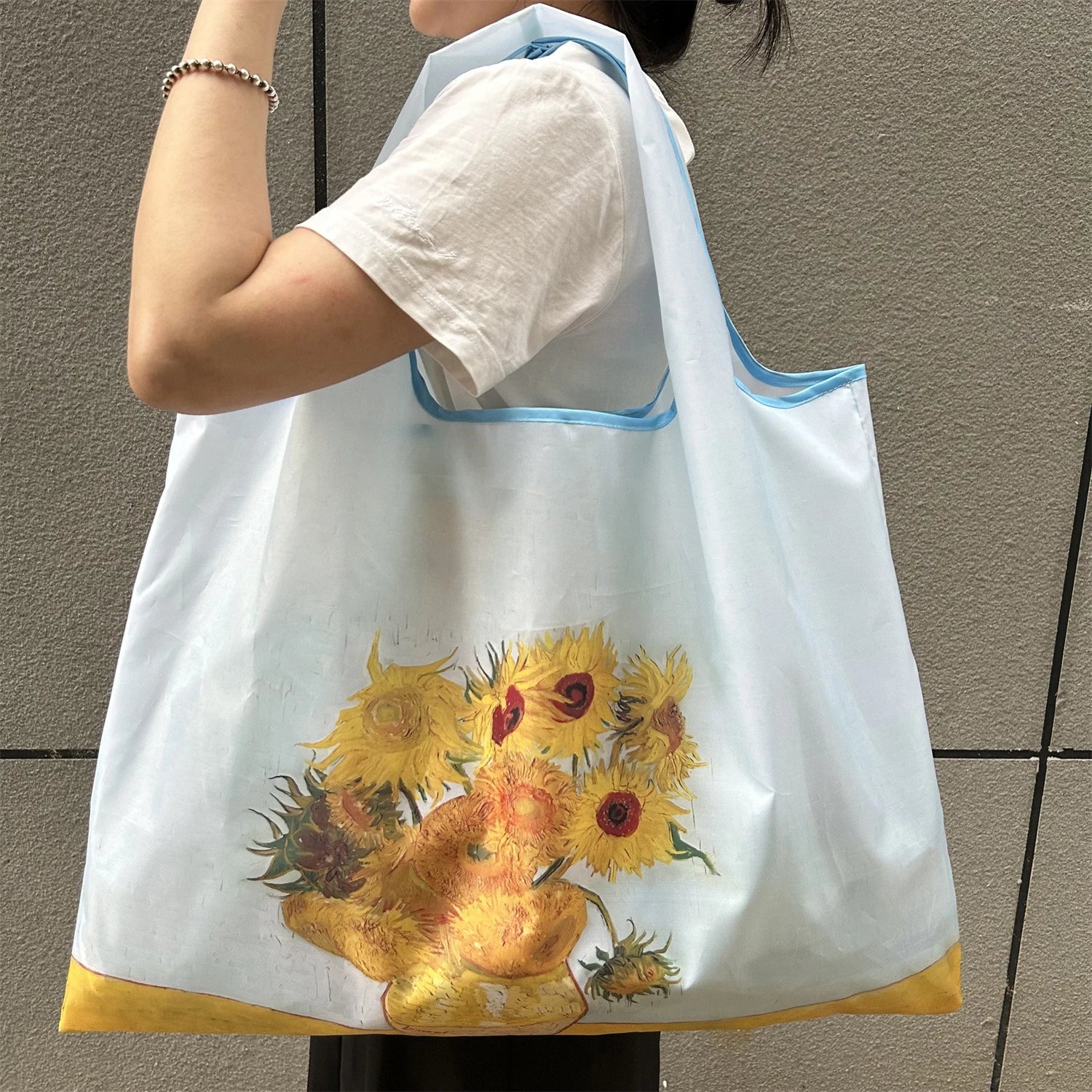 New Fashion Bag Large Foldable Shopping Bag Reusable Grocery Storage Bag Nylon Portable Shoulder Handbag for Travel  Pocket Tote