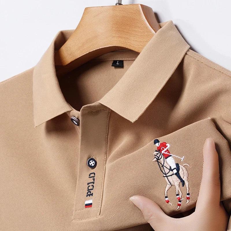 Men's Summer Embroidered Casual Fashion Short Sleeve POLO Shirt Comfortable Top