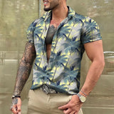 Coconut Tree Shirts For Men 3d Printed Men's Hawaiian Shirt Beach 5xl Short Sleeve Fashion Tops Tee Shirt Man Blouse Camisa