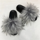 Summer Faux Fur Slippers Women Indoor Furry Fur Slides Female Plush Flip Flops Flats Sandals Casual Fluffy Slipper House Shoes