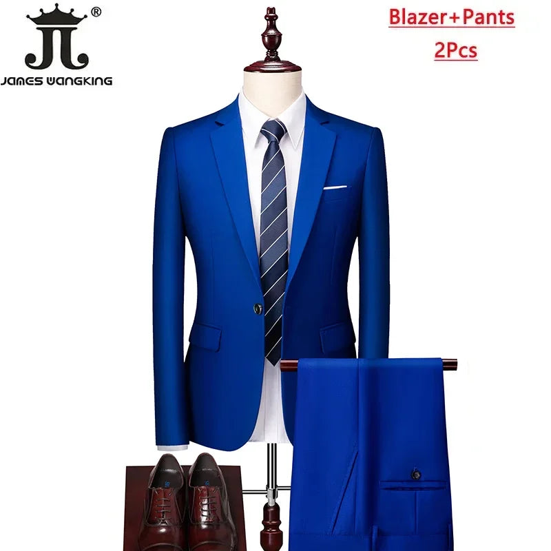 ( Jacket+Vest+Pants ) Formal Business Office Men's Suits Groom Wedding Dress Party Dress Solid colour Suit