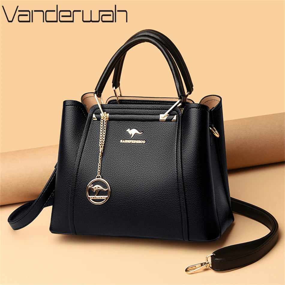 Luxury Women Designer 3 Layers Shoulder Crossbody Sac Ladies Large Capacity Leather Handbags Shopper Brand Messenger Totes