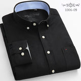 New Oxford woven men's shirt long sleeve striped fashion print casual business social breathable no-iron buckle collar