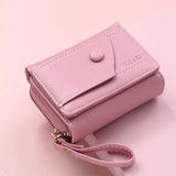 Four Seasons Women's Short Wallet Zipper Tower Buckle Zero Wallet Girl Student Handheld Bag Solid Color Simple Versatile Fashion