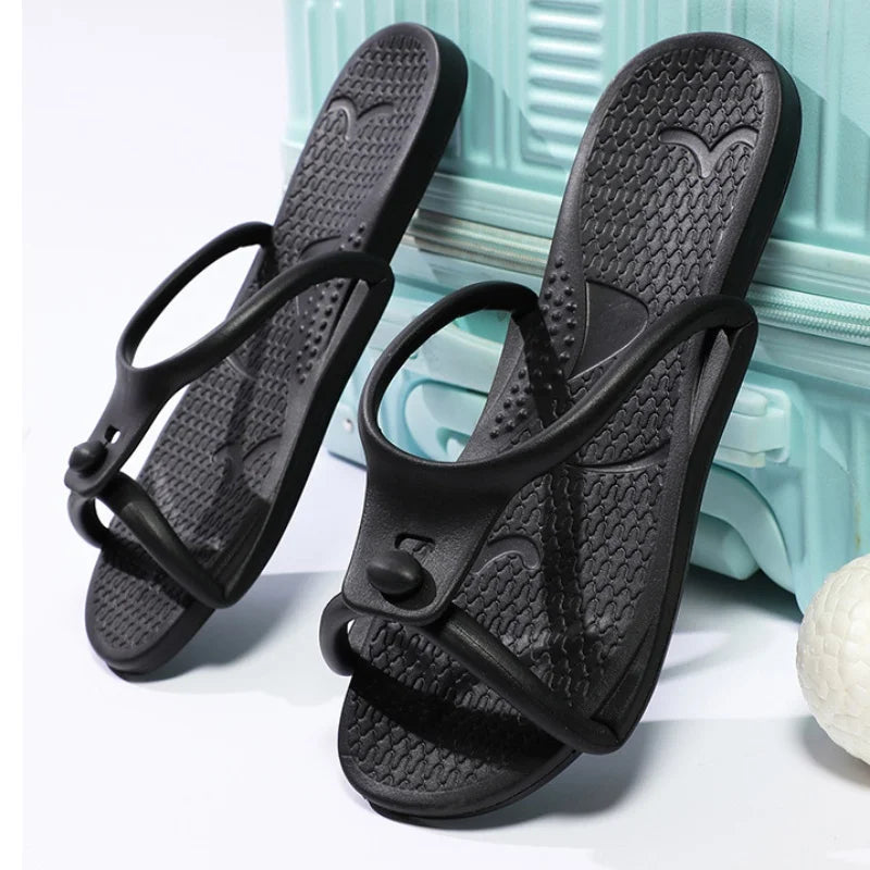 Summer Women Folding Slippers Adults Portable Trip Travel Sandals Couples Indoor Soft Slides Men Beach Non-slip EVA Shoes