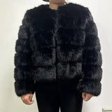 Faux Fox Fur Coat Women Winter Long Sleeve Luxury Raccoon Fur Jackets Thick Top Female Furry Coat Fluffy Synthetic Top Outwear