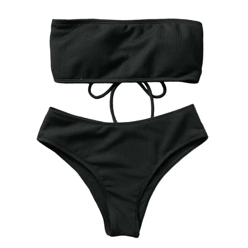 Bathing Suit Two-piece Set Summer Swimwear Bra Briefs Bikini Set with Chest Pad Wire-Free Women Beach Suit Women Clothes