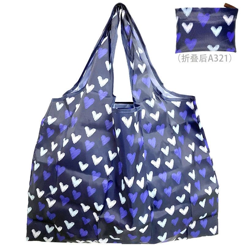 Big Size Thick Nylon Large Tote ECO Reusable Polyester Portable Shoulder Women's Handbags Folding Pouch Shopping Bag Foldable