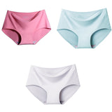 AOTOLK 3Pcs/Set Large Size XXL Seamless Women Panties Mid-waist Briefs Female Breathable Underwear Ice silk Crotch Lingerie