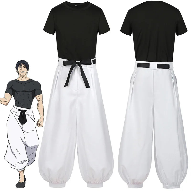 Jujutsu JJK Manga Anime Fushiguro Toji Satoru Gojo Cosplay Costume Wig T-shirt Pants Rose Net Halloween Christmas