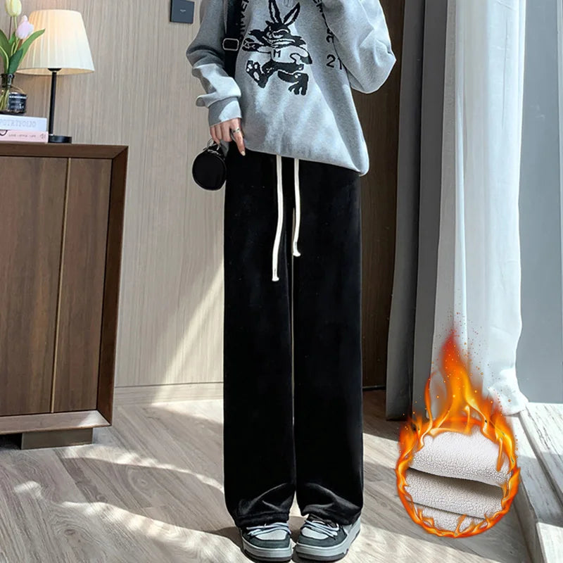 Women Long Pants Spring Autumn Women Elastic Waist Stright Long Wide leg pants Casual Female Long Pants Trousers