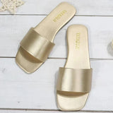 Fashion Minimalist Single Band Slide Sandals Solid Color Women Slippers Summer New Outdoor Sandy Beach Open Toe Flat Shoes