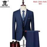 ( Jacket+Vest+Pants ) Formal Business Office Men's Suits Groom Wedding Dress Party Dress Solid colour Suit