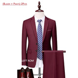 ( Jacket + Vest+Pants ) High-end Brand Formal Business Mens Suit Three-piece Groom Wedding Dress Solid Color Suit