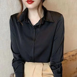 Office Lady Long Sleeve Shirt New Spring Autumn Casual Chiffon Shirts Women All-match Simple Black White Blouses