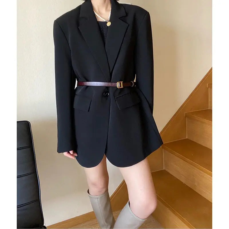 Oversize Luxury Black Blazer Women Spring Autumn Coat High-end Loose Casual Long Sleeve Design Suits Chic Blazer Mujer New