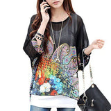 4XL 5XL 6XL Plus Size Blouse Shirt Women New Striped Print Summer Tops Tees Batwing Sleeve Casual Chiffon Blouses