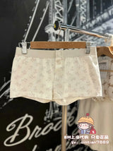 Casual Women Soft Cotton Front Buttons Shorts Summer Vintage Low Waist Female Chic Bottoms